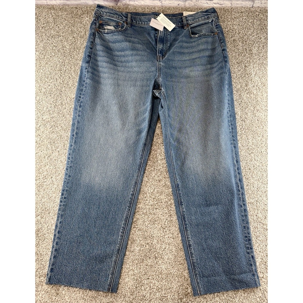 American Eagle Blue Jeans Size 20 Stretch Super High Rise Ankle Straight Leg NWT